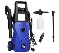 DURHAND Nettoyeur Haute Pression 1600W Débit 432 L/h 23,5x27x68 cm Bleu | Pompe en Aluminium 130 Bars, Tuyau 6m, Flacon de Savon, Buse & Brosse