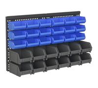DURHAND Support mural rangement 30 bacs 2 couleurs bleu | Organiseur de rangement en plastique pour vis, quincaillerie, outils, panneau perforé, pour atelier