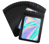 Durimoiy 100 Pack Holographic Jewelry Bag petite entreprise polyester film d'emballage sac refermable fermeture à glissière sac refermable emballage de bonbons(8x11 Centimètres)
