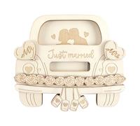 Durlo Coffret cadeau en bois fait main, mariés avec motif de voiture, tirelire décorative pour mariage, anniversaire, mariage