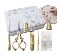 Duroecsain Kit de couture vintage - Petits ciseaux de broderie vintage portables 6 pièces - Ensemble d'outils de couture multifonctionnels en acier inoxydable, outils de couture Vintage complets