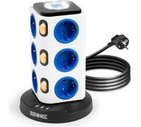 Duronic ET12L Tour Multiprise avec 3 ports USB-A | Veilleuse tactile | 12 Prises 3680W 13A | Multiprise avec parasurtenseur