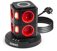 ET8W Tour Multiprise avec 3 ports USB et Recharge sans fil - 8 Prises 3680W 13A - Multiprise avec parasurtenseur protection contre les surtensions - Câble de 1,8 m