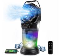 Duronic FM6 BK Ventilateur de brume rechargeable Réservoir d'eau 2 litres 4 vitesses Télécommande incluse Lumières LED Lampe torche