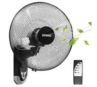 Duronic FN55 BK Ventilateur mural 60W 5 Pâles de 40cm Tête oscillante avec minuteur 3 Vitesses Télécommande Moteur puissant et