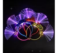 Dusenly Lot de 4 bandeaux lumineux à DEL « Happy New Year » pour le Nouvel An 2025, fête du Nouvel An, diadème LED, décorations de costume