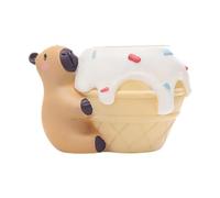DuskHaven Capybara Pot de Fleur Résine Animal Créatif avec Trou Drainage Contenant Fleurs Original Convient Décoration Bureau Salon Chambre Maison, Manger de La Glace