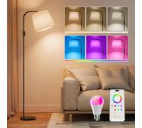 DUSKTEC Lampadaire LED Salon Intelligent | Lampe Arc Connectée RGB Dimmable 10W 1200LM | Luminaire sur Pied Moderne avec Contrôle par App/Vocale, Compatible avec Alexa et Google Home
