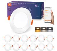 DUSKTEC Spot Led Encastrable Connectée Alexa, 220V Spot LED Extra Plat 10W | Intensité Variable Blanc Réglable 2700K-6000K, Lot de 12 Spot Encastré Dimmable Bluetooth, Éclairage Encastré Salle de Bain