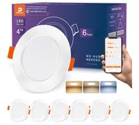 DUSKTEC Spot Led Encastrable Connectée Alexa, 220V Spot LED Extra Plat 10W | Intensité Variable Blanc Réglable 2700K-6000K, Lot de 6 Spot Encastré Dimmable Bluetooth, Éclairage Encastré Salle de Bain