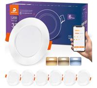DUSKTEC Spot LED Encastrable Connectée Bluetooth Alexa, 220V Spot Encastré | Intensité Variable 2700K-6000K Réglable Blanc Chaud, Neutre & Froid Dimmable 7W, IP44 Spot Salle de Bain Plat, Lot de 6