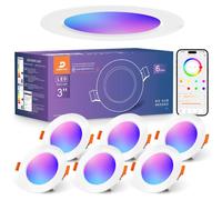 DUSKTEC Spot LED Encastrable Couleurs Connectée Alexa Bluetooth 7W Lot de 6 | 220V Spot Encastré RGB Multicolore 68mm Dimmable Intensité Réglable Blanc Chaud et Froid, IP44 Spot LED Plafond Salle de Bain