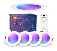 DUSKTEC Spot LED Encastrable RGBWW Multicolore Connectée Alexa Smartphone | Spot LED Dimmable RGB Couleur Variable 2700K-6000K Intensité Réglable, 220V 10W Intelligente Spot Encastré Bluetooth Lot de 4