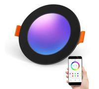 DUSKTEC Spot LED Noir Encastrable RGBW Couleur Bluetooth Connecté Alexa, APP Dimmable, Lot de 1, Spot LED 220V Salle de Bain IP44, Luminaire Encastrable Plafond Multicolore, Trou 100-112mm