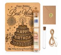 Dutiqozad Carte en Bois pour Offrir de l'argent - Carte d'anniversaire gravée, Ensemble enveloppe et Tube 13x11cm, Cadeaux pour Femmes et Hommes
