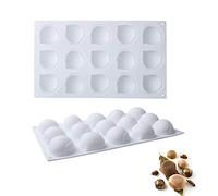 dutis Moule à Gâteau Décoratif 15 Cavités Noisette 3D Silicone Moule Blanc 29,5 x 17 x 2,4 cm pour Gâteaux, Pain, Mousse, Gelée, Chocolat, Glaçons