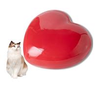 Duuclume Urne funéraire en céramique en forme de cœur pour cendres d'animaux domestiques, cadeau funéraire ou souvenir (rouge)