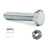 DUVER Blister Vis Métal Tête Hexagonale DIN 933 avec Écrou Zinc Métrique M6 Longueur 15 mm