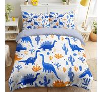 Duvet Cover Sets, Easy Care Bedding Bed Set Queen Size 102" x 87", Cartoon Fun Minimalist Abstract Lively Playful Animals Dinosaur Duvet Covers With 2 Pillowcases 50 x 75 cm for Kids and Adults