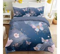 Duvet Cover Sets, Easy Care Bedding Bed Set Queen Size 102" x 87", Dreamy Elegant Abstract Refined Luxury Art Butterfly Floral Duvet Covers with 2 Matching Pillowcases 50 x 75 cm for Kids and Adults