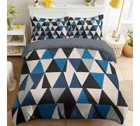 Duvet Cover Sets, Easy Care Bedding Bed Set Queen Size 102" x 87", Modern Minimalist Abstract Refined Blue Beige Black Geometric Duvet Covers With 2 Matching Pillowcases 50 x 75 cm for Kids and Adults