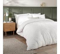 Duvet Day Housse de Couette Seville Leaf - Motif Feuilles touffetées Douces au Toucher, Entretien Facile (Blanc - Simple)