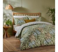 Duvet Day Parure de Couette Kentia Parure de lit réversible à imprimé Tropical avec Palmiers et Motifs géométriques (Vert Palmier - Simple)