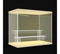 DuvinDD Vitrine Acrylique LED Transparente 3 Niveaux Petite Vitrine pour Collection Vitrine Figurine pour Pop Mart Labubu,SKULLPANDA,Funko pop,Vitrine Voiture Miniature (Grain de bois, 31,6x18x26,4cm)