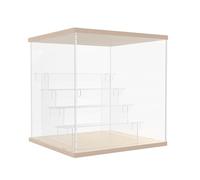 DuvinDD Vitrine Acrylique Transparente 5 Niveaux Petite Vitrine pour Collection Vitrine Figurine pour Pop Vitrine Voiture Miniature Rangement Parfum (Grain de Bois, 30 x 28 x 30,2 cm)