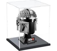 DuvinDD Vitrine en Acrylique pour Lego Star Wars Le Casque Clone Captain Rex Dark Vador Modèle R2-D2- 20x20x25 cm,Couvercle Anti-poussière Transparent avec Socle Noir, boîte de présentation empilable