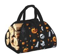 DUWAA Joli sac de rangement imprimé Halloween pour brûleurs de bûches, sac à outils robuste pour intérieur ou extérieur
