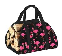 DUWAA Joli sac de transport de bois de chauffage avec imprimé flamants roses, sac en toile pour bois de chauffage, porte-bûches robuste, accessoires de poêle à bois