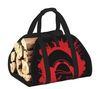 DUWAA Paniers en bois avec poignée pour cheminée - Résistant à l'usure - Motif casque de guerrier spartiate