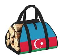 DUWAA Porte-bûches imprimé drapeau de l'Azerbaïdjan, sac en toile pour bois de chauffage, porte-bûches robuste, accessoires de poêle à bois
