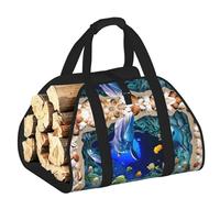 DUWAA Sac de rangement 3D avec impression de dauphins - Pour brûleur de bûches - Robuste - Pour intérieur et extérieur