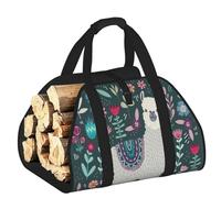 DUWAA Sac de rangement robuste avec imprimé lama pour brûleurs de bûches - Pour intérieur ou extérieur