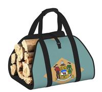 DUWAA Sac de transport de bois de chauffage imprimé drapeau du Delaware, sac en toile pour bois de chauffage, porte-bûches, accessoires de poêle à bois