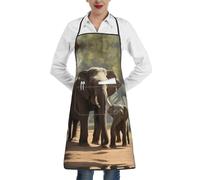 DUWAA Tablier de cuisine avec imprimé éléphant, réglable, résistant à l'huile, tablier de cuisine pour homme et femme