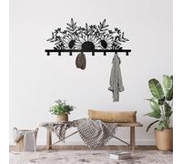 dv decovieno Porte Manteau Mural, Decoration Murale, Fleur Patere Murale, Porte Mural, Metal Patere Murale, Accroche Porte Art, Fleur Decor Cintre, Porte-Entrée, Portemante Art (90cm,8cintre)