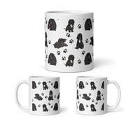 DV DESIGN 1 x Mug Imprimé Cocker Spaniel Noir Pattes Chiens Animaux Dessin Animé Maison Boissons Tasse Cuisine Cadeau #81042