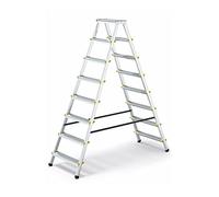 DWA Escabeau Double Pliable en Aluminium à marches antidérapantes 8 marches | Sa sangle anti-écartement sécurise l'ouverture. Léger et stable, il supporte jusqu'à 150 kg pour les travaux du quotidien.