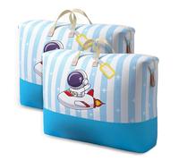 Dwafill Grand Sac de Rangement, 2 Pièces Housse Rangement Couette, Stockage Manteau, Sac de Vetements Demenagement, Oreiller, Sacoche Couette pour les Couvertures (Bleu, 70 * 50 * 18cm)