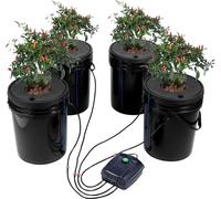 DWC Système de culture hydroponique 20L - Culture en eau profonde - 4x seaux avec pompe à air - Système hydroponique pour la culture de plantes