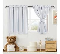 DWCN 1 paire de rideaux occultants courts à étages avec passe-tringle uni pour chambre à coucher, petite fenêtre, sous-sol, chambre d'enfant, 106,7 x 76,2 cm (l x L), blanc grisâtre