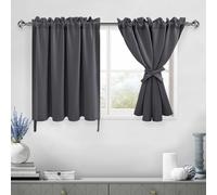 DWCN 1 Paire de Rideaux occultants Courts pour Salle de Bain, Cuisine, café, sous-Sol, Petite fenêtre, 106,7 x 91,4 cm, Gris foncé