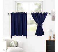 DWCN 1 Paire de Rideaux occultants Courts pour Salon, Petite fenêtre, Chambre de garçon, sous-Sol, 76,2 cm de Long, 106,7 x 76,2 cm, Bleu Marine