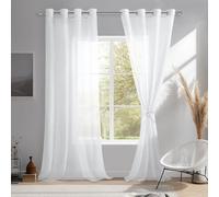 DWCN 2 Pièce Rideau Voilage Blanc Transparents pour Balcon, Rideau Voile Décorations d'intérieur, 140x260cm (Largeur x Hauteur)