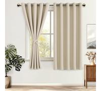 DWCN 2 Pièces Rideau Occultant avec Embrasses, Rideaux pour Chambre Maison Salon Intérieurs, Design Moderne à Oeillets, 167x137 CM (Largeur x Hauteur), Beige Clair