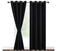 DWCN 2 Pièces Rideau Occultants Thermique Isolant Anti Froid à Oeillets, Rideaux Opaques de Couleur Foncée pour Chambre et Salon, 140x183 CM (Largeur x Hauteur), Noir Halloween