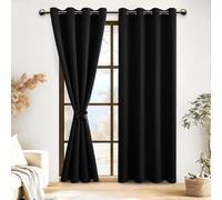 DWCN 2 Pièces Rideau Occultants Thermique Isolant Anti Froid à Oeillets, Rideaux Opaques de Couleur Foncée pour Chambre et Salon, 140x260 CM (Largeur x Hauteur), Noir Halloween